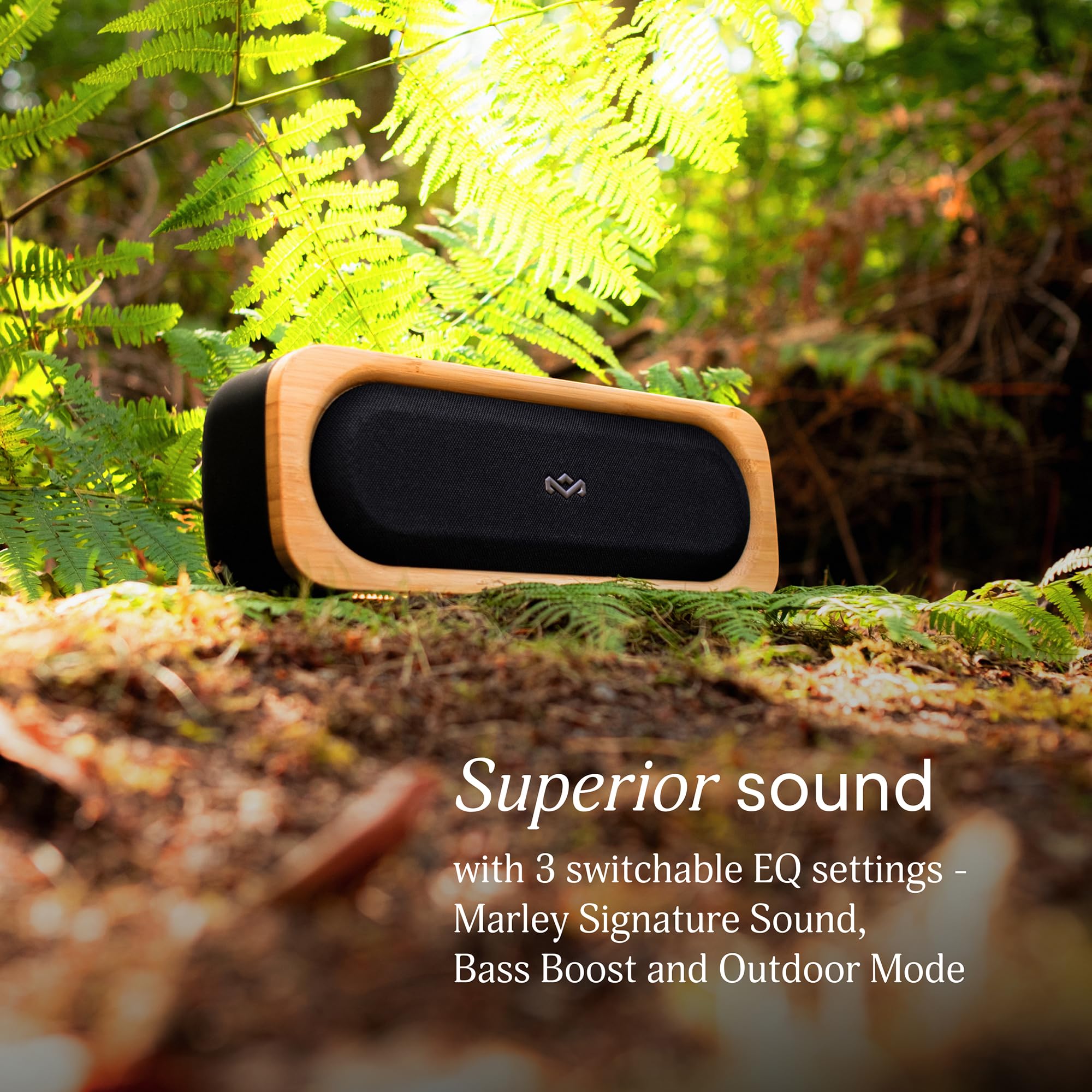 Marley House of Get Together Go Altoparlante Bluetooth Portatile 30W - Nero | Sostenibile, Cassa Wireless con Batteria 20H, Impermeabile IP67, 3 Modalità EQ, Ingresso AUX e Apribottiglie, Potente