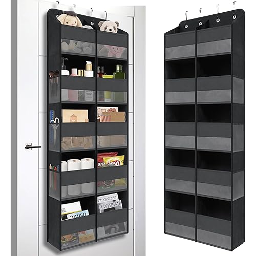 Giraffe Creation Over Door Hanging Organizer with 10 Large Capacity Pockets, Ideal Storage for Closet, Bathroom, Nursery, Bedroom, Dorm, Toys, Cosmetics, and Baby Essentials, Black