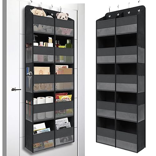 Giraffe Creation Over Door Hanging Organizer with 10 Large Capacity Pockets, Ideal Storage for Closet, Bathroom, Nursery, Bedroom, Dorm, Toys, Cosmetics, and Baby Essentials, Black - Double Black
