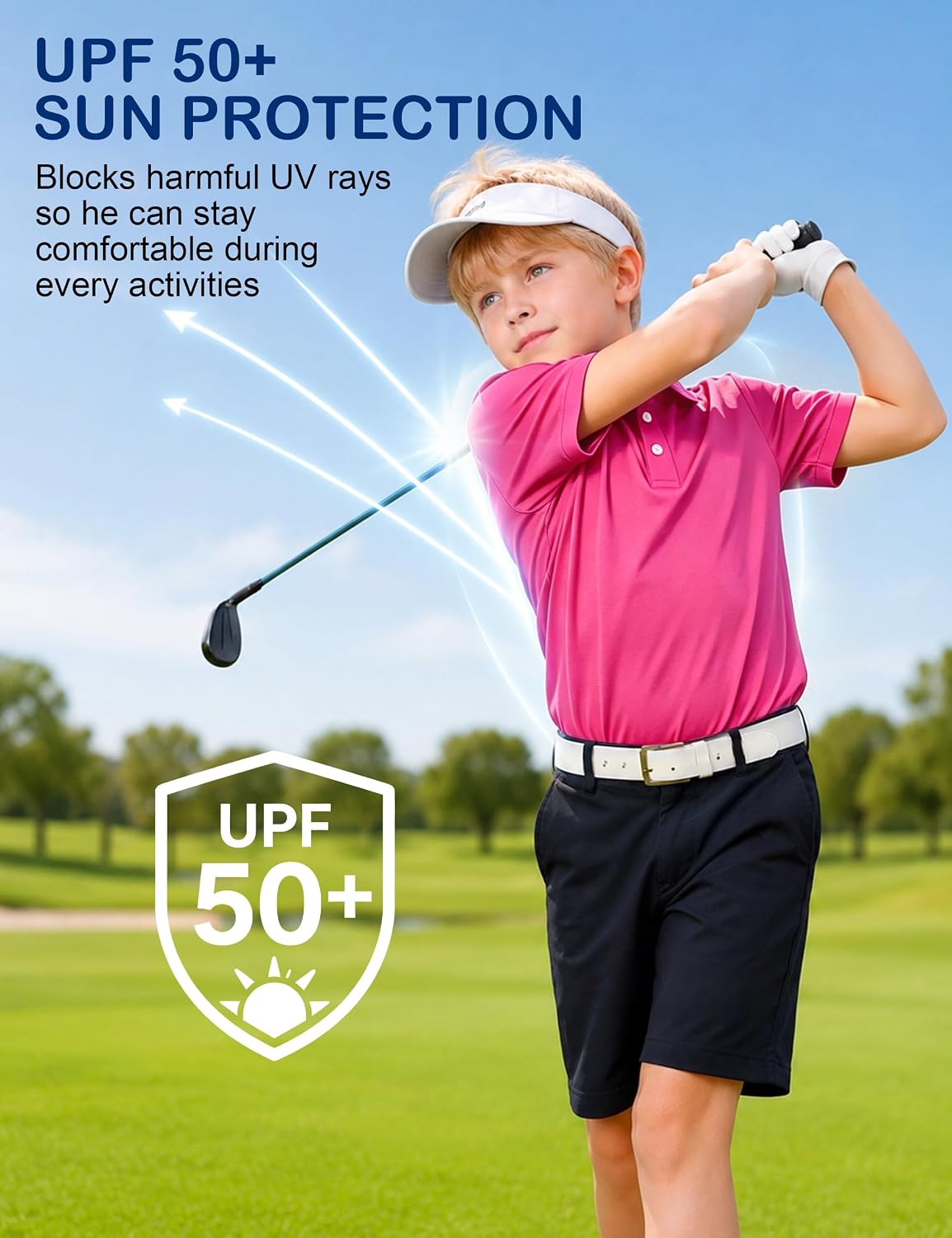 Boys' Performance Polo Shirts, Short Sleeve Golf Collared School Uniform Shirt for 2T-14 Years Toddler Kids Youth