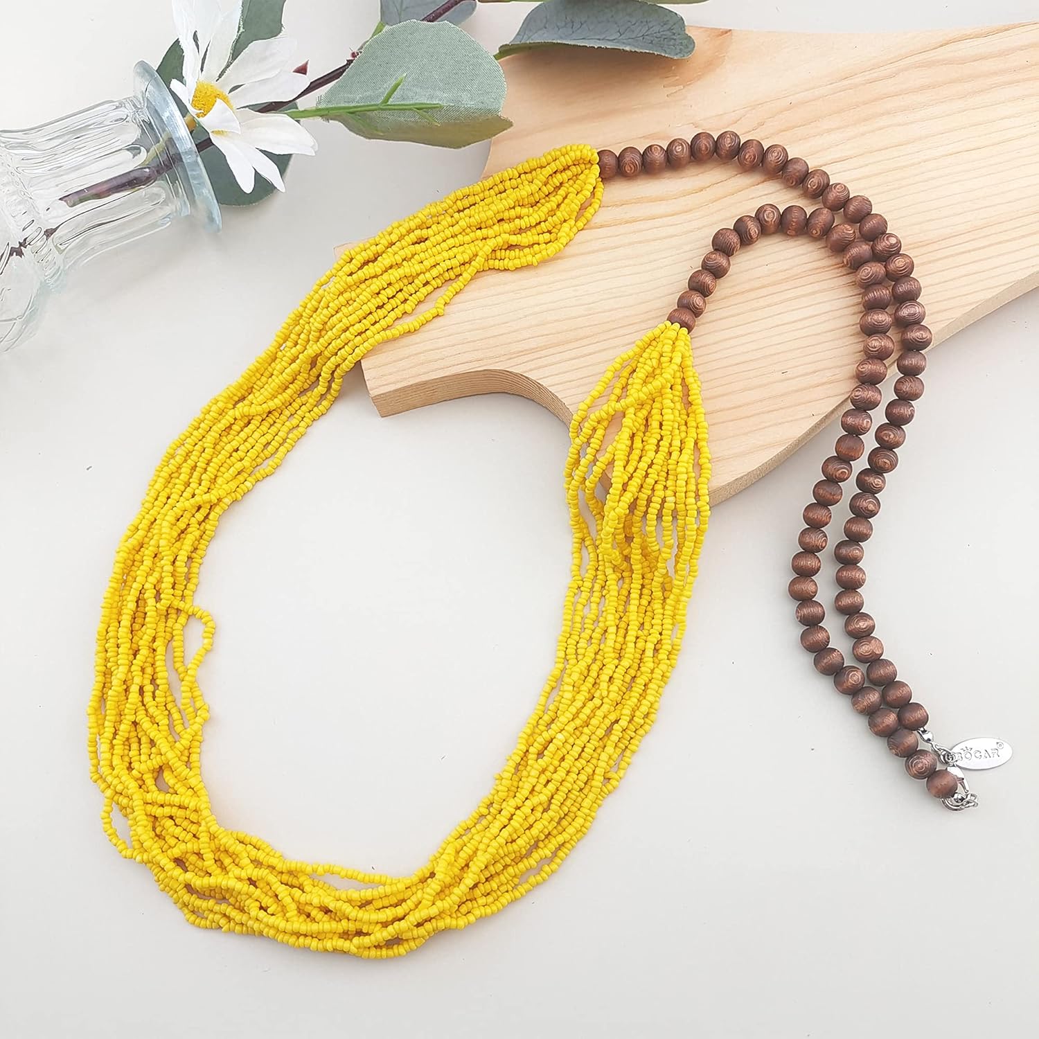 Bocar Long Multiple Row Handmade Beaded Statement 33" Necklace for Women with Gift Box - Image 4