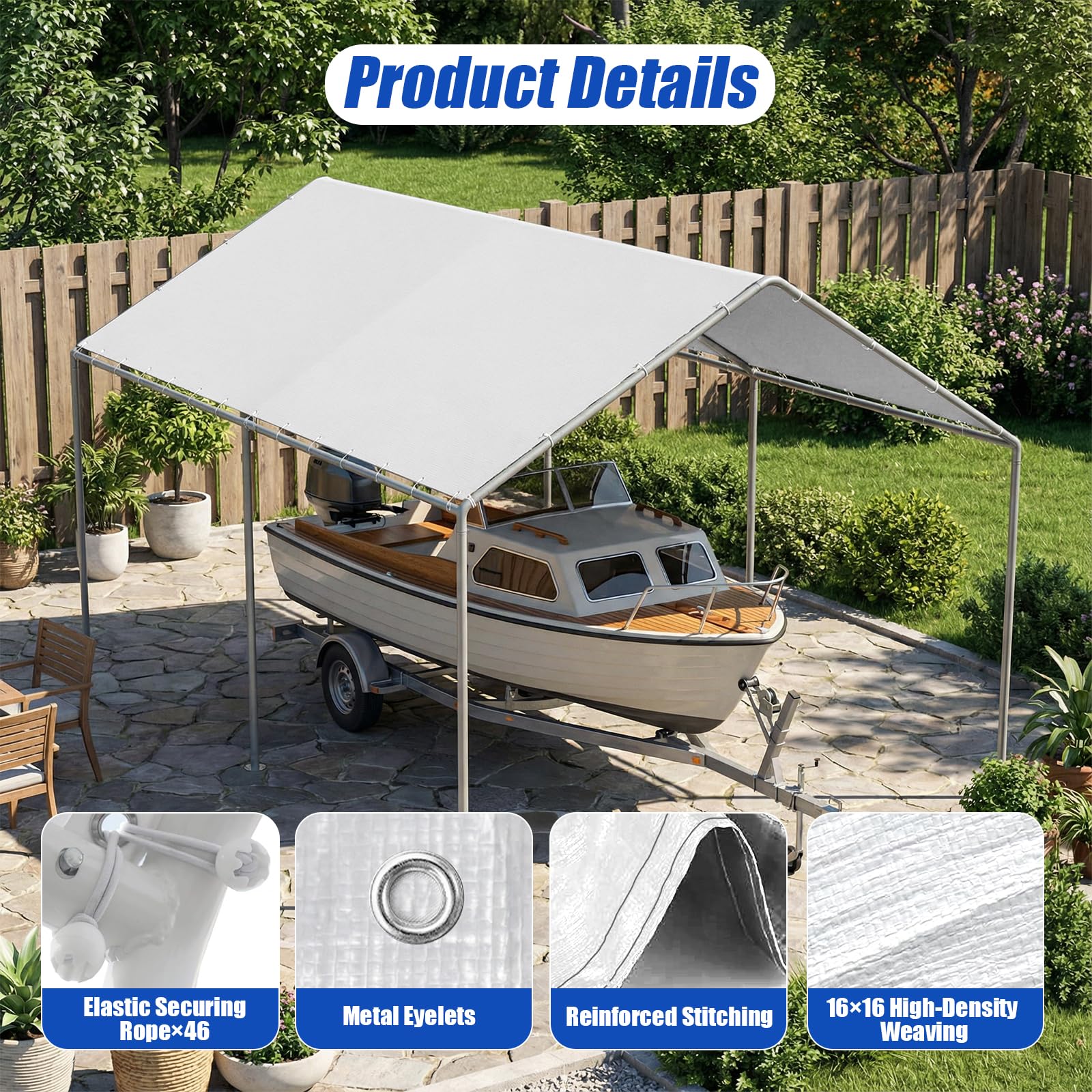 Carport Canopy Cover - 10x20ft Heavy Duty -5 Carport Canopy Cover - 10x20ft Heavy Duty -5
