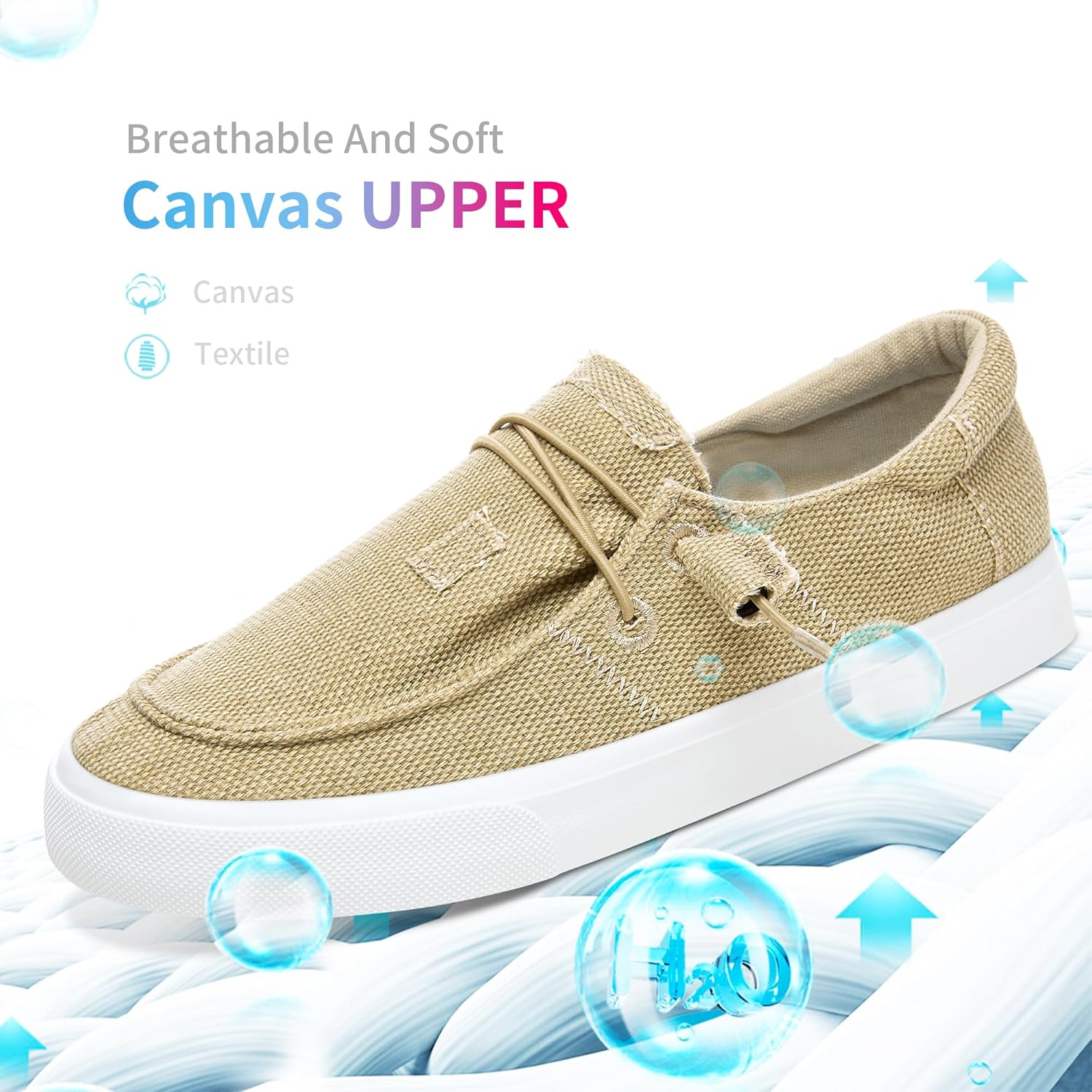 Obtaom Women Canvas Loafers Light-Weight Slip on Loafers Comfortable Boat Lace up Canvas Fishion Sneakers - Image 3