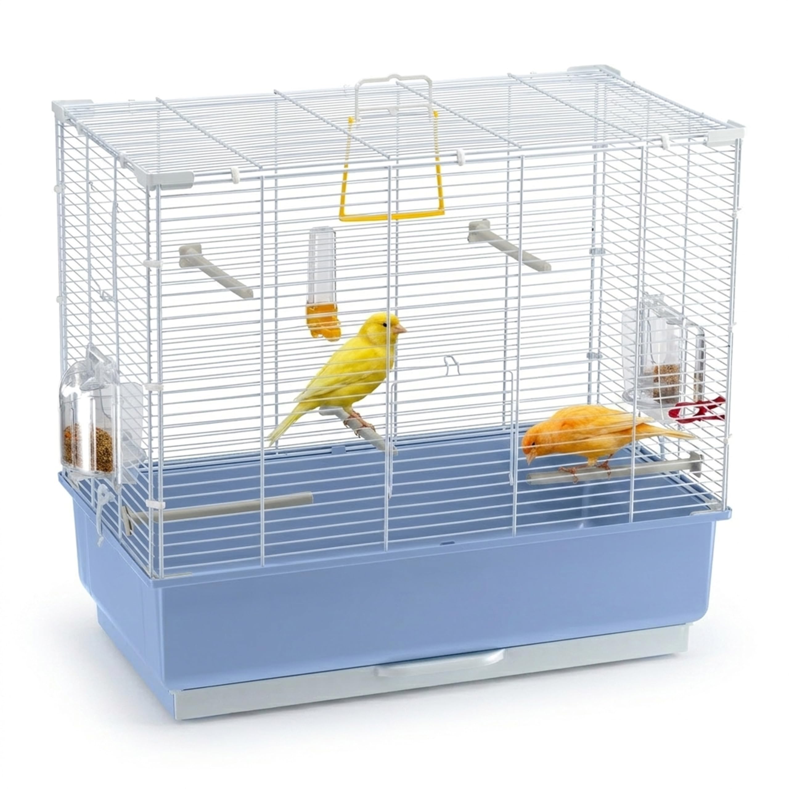 Ferplast Cage à Oiseaux Piano 4 Grande Cage pour Canaris, Pinsons, Perruches Ondulées, Inséparables, Accessoires Inclus, 59 x 33 x h 55 cm, Blanc