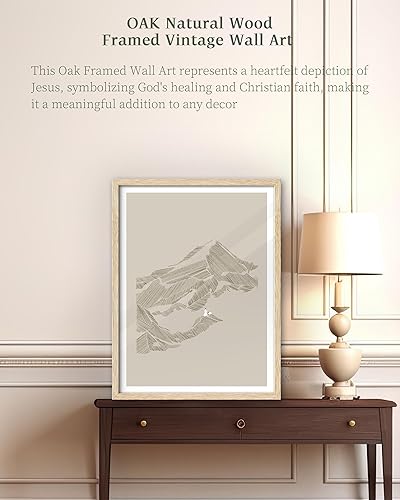 Miniatura 2 de iHery - Arte para pared enmarcada en madera de roble natural La oveja perdida, 12 x 16 pulgadas, versículos Jesús deja a las 99 ovejas, en lienzo,