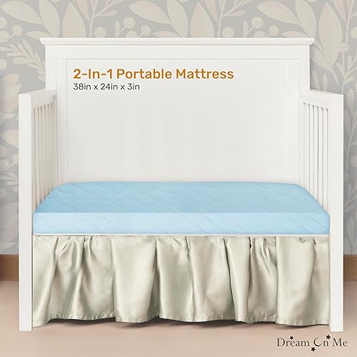 Miniatura 7 de Evolur Rest EZ - Colchón miniatura 2 en 1 para cuna – Comodidad de doble cara, cubierta azul resistente al agua, certificado GREENGUARD Gold y JPMA,