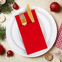 Vista 3 de KAMMAK Servilletas rojas desechables de papel con bolsillo, paquete de 100 servilletas plegables para recepción de boda, toallas de mano
