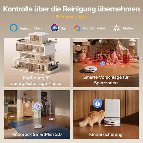 roborock Qrevo S Pro Set Robot Aspirateur Laveur 18 500 Pa, 45 °C Séchage à l’air Chaud, 75 °C Autonettoyant à Haute Température, Évitement d'obstacles et Navigation Intelligente, Anti-enchevêtrements - 8
