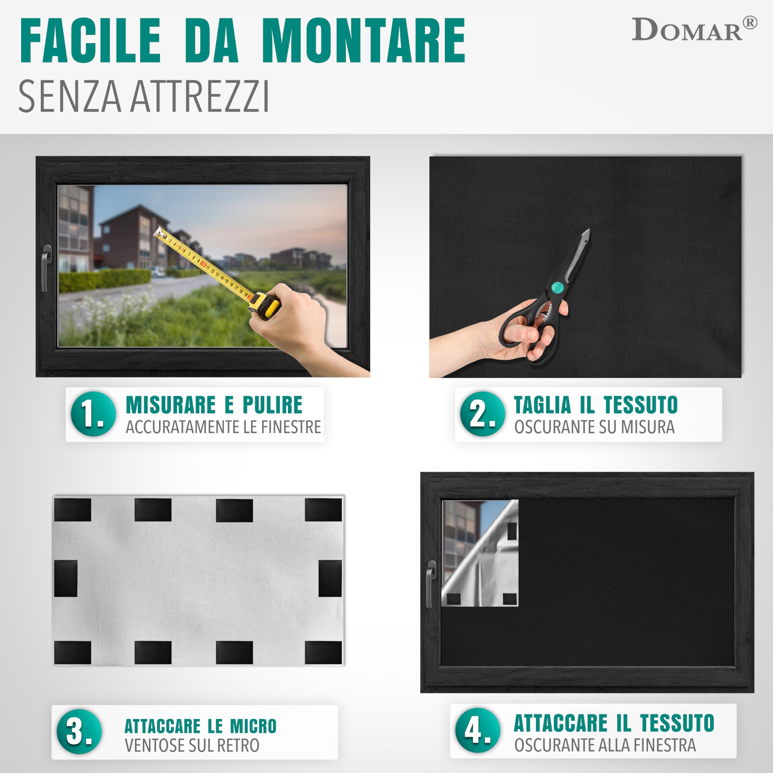 Tenda A Rullo Oscurante Per Finestra Protezione Solare Con Tirante Laterale 70x230 Cm Bianco Opaco Grigio 040004454 51946352