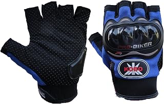 PRO BIKER Imported Black Cut Finger Bike Gloves (Medium, Large & XL) (Blue, XL)