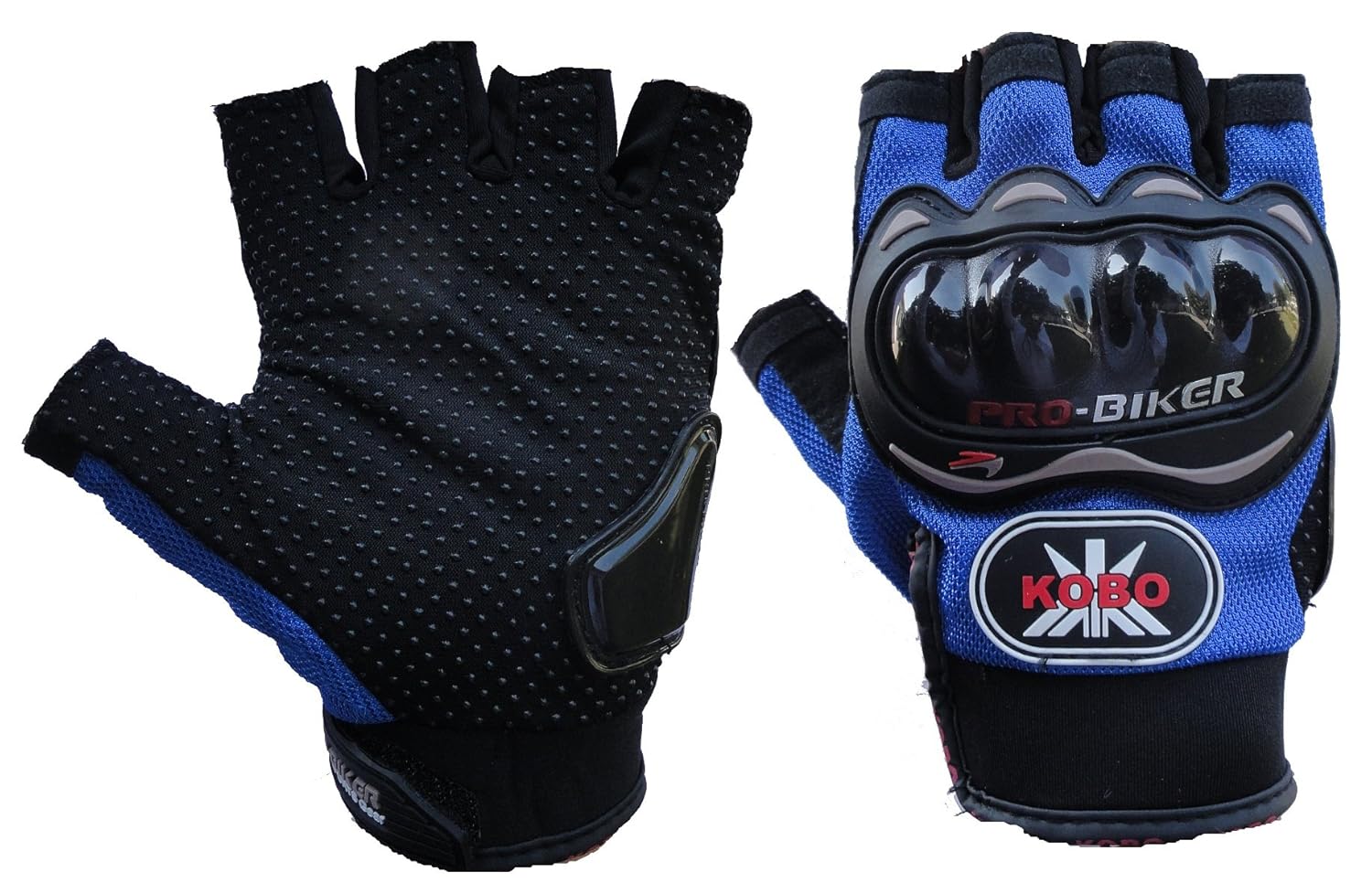 Probiker Leather Half Finger Motorcycle Gloves (Blue, XL) Amazon.in Car & Motorbike