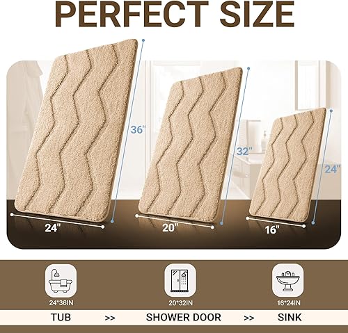 Miniatura 2 de AIZIBLISH Alfombras de baño para baño, antideslizantes, ultra suaves, gruesas, para bañera, absorbente, para el suelo, de secado rápido, lavable a