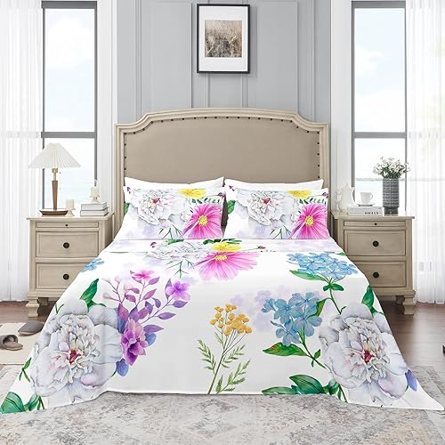 Miniatura 6 de YIYEA Juego de sábanas de microfibra floral de doble cepillado de 1800 hilos, lujosas, calidad hotelera, ultra suave, bolsillo profundo, resistente