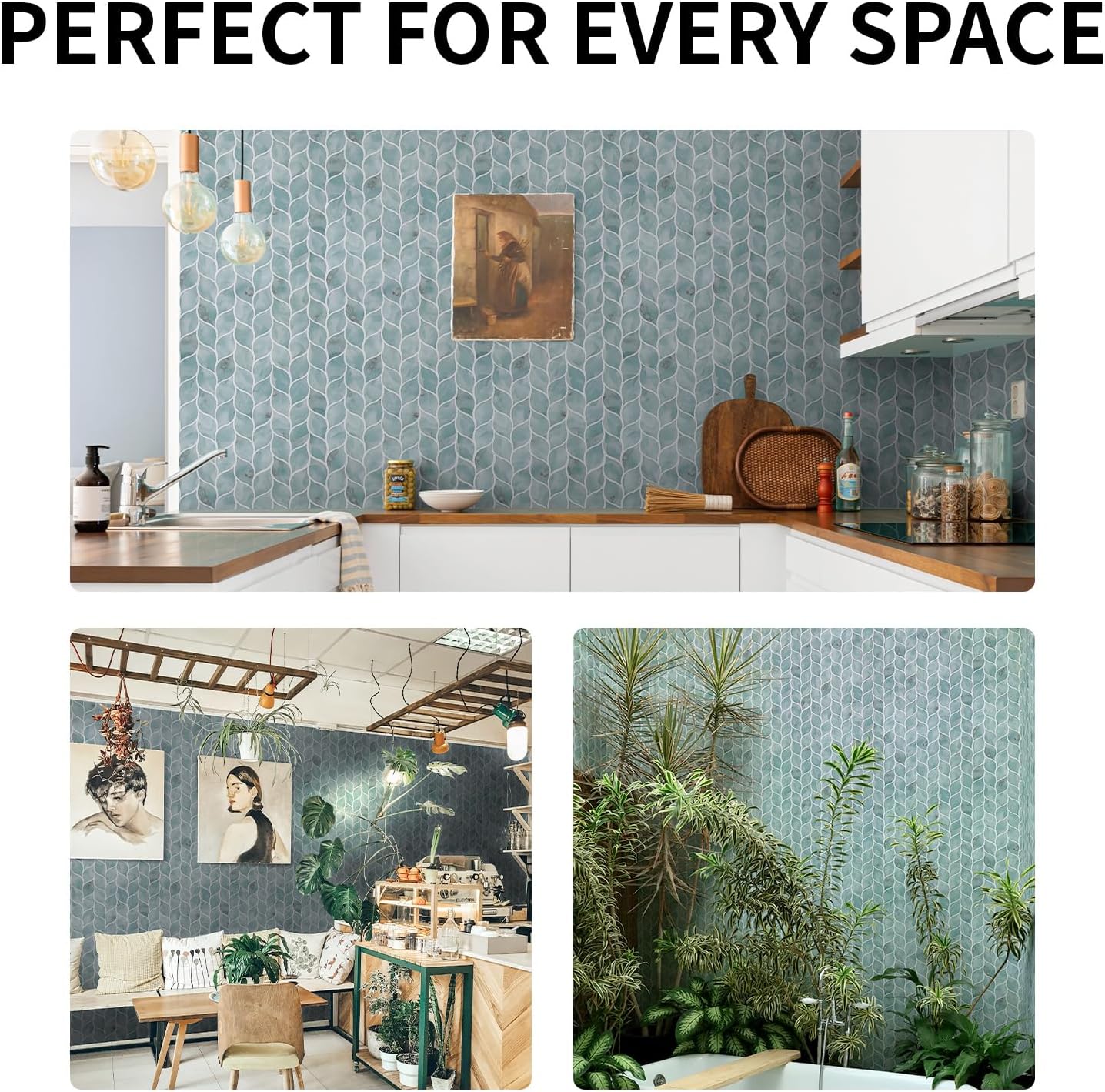 5 Sheets Ivy Glass Mosaic,Leaf Tile Mosaic for Kitchen Backsplash,Leaf Shape Mosaic for Home Décor