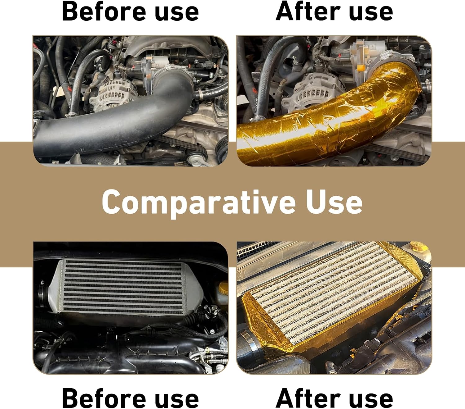 Adhesive Backed Heat Shield Wrap Roll, 2 " x 29.5Ft Gold High-Temperature Reflective Tape, Compatible with Car Engine Bay, Intake Pipe & Heat Barrier Protection