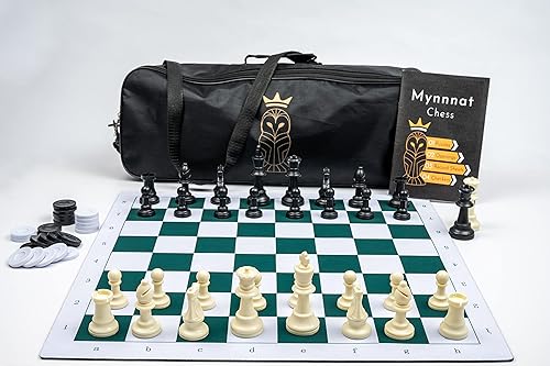 Miniatura 7 de Mynnnat - Juego de ajedrez profesional, tablero grueso enrollable y piezas con bolsa de viaje, damas y folleto único para entrenamiento de ajedrez,