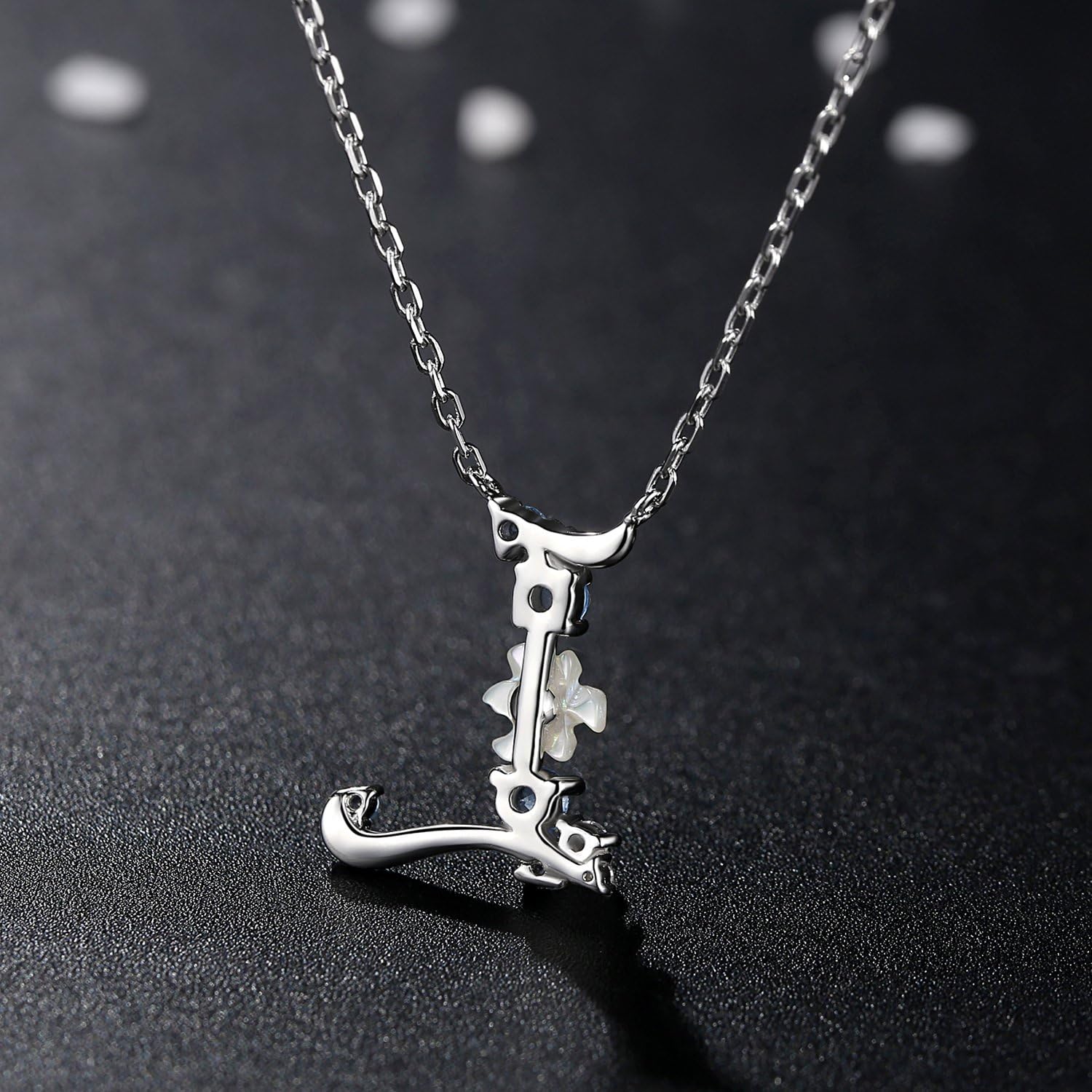 VIKI LYNN Initial Necklace for Women 925 Sterling Silver Initial A to Z Letter Pendant Necklace with Blue Flower Cubic Zirconia Birthday Engagement Gift for Women,Mom, Couple - Image 7