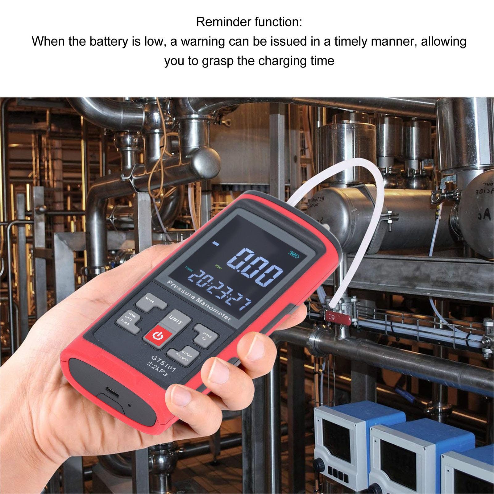 Fafeicy Manómetro de Presión Diferencial Digital ± 2kPa de Alta Precisión con Luz de Fondo LCD para Calderas HVAC Salas Limpias Calibración del de Gas