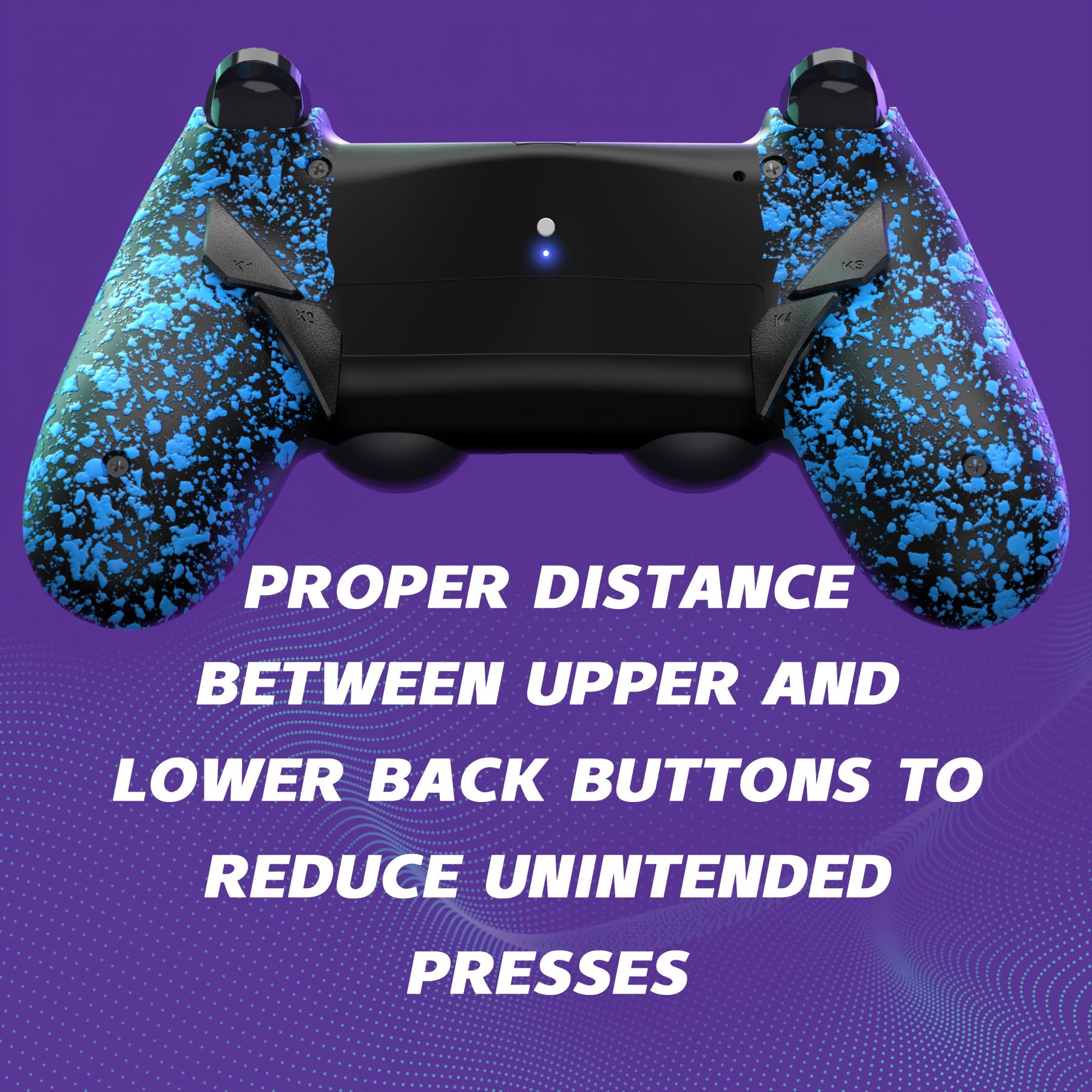 eXtremeRate DAWN Type-C Versione Remap Kit per ps4 Slim Pro Controller JDM-040/050/055,6 Profili 4 Tasti Aggiuntivi Cover Posteriore per ps4 Joystick(Senza Controller)-Blu Antiscivolo