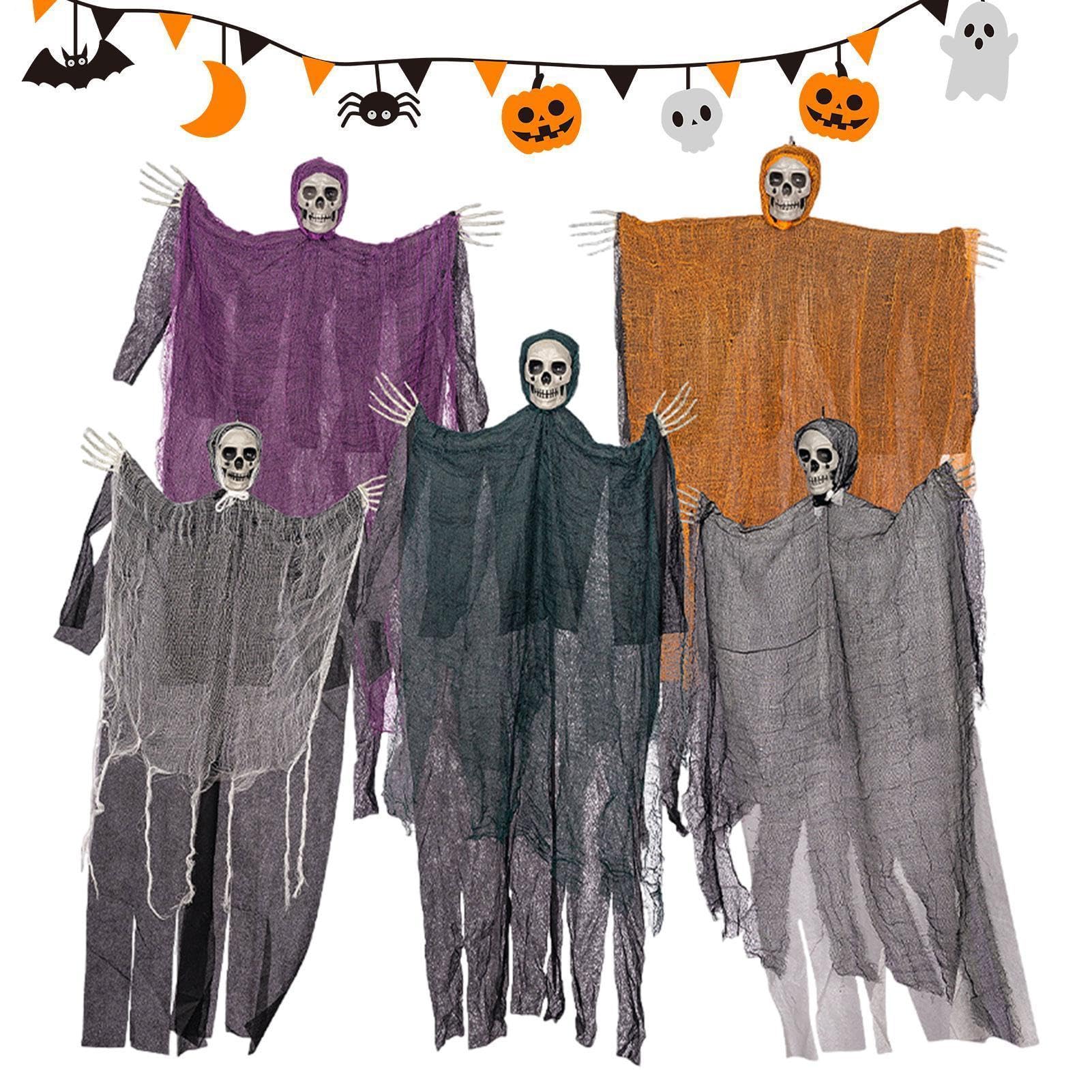 Decorazioni Halloween Spaventose 5 Oggetti Inquietanti Fluttuanti Per Feste | Decorazioni Scheletri Paurosi Per Casa Infestata, Cimitero, Giardino, Cortile, Albero, Finestra,