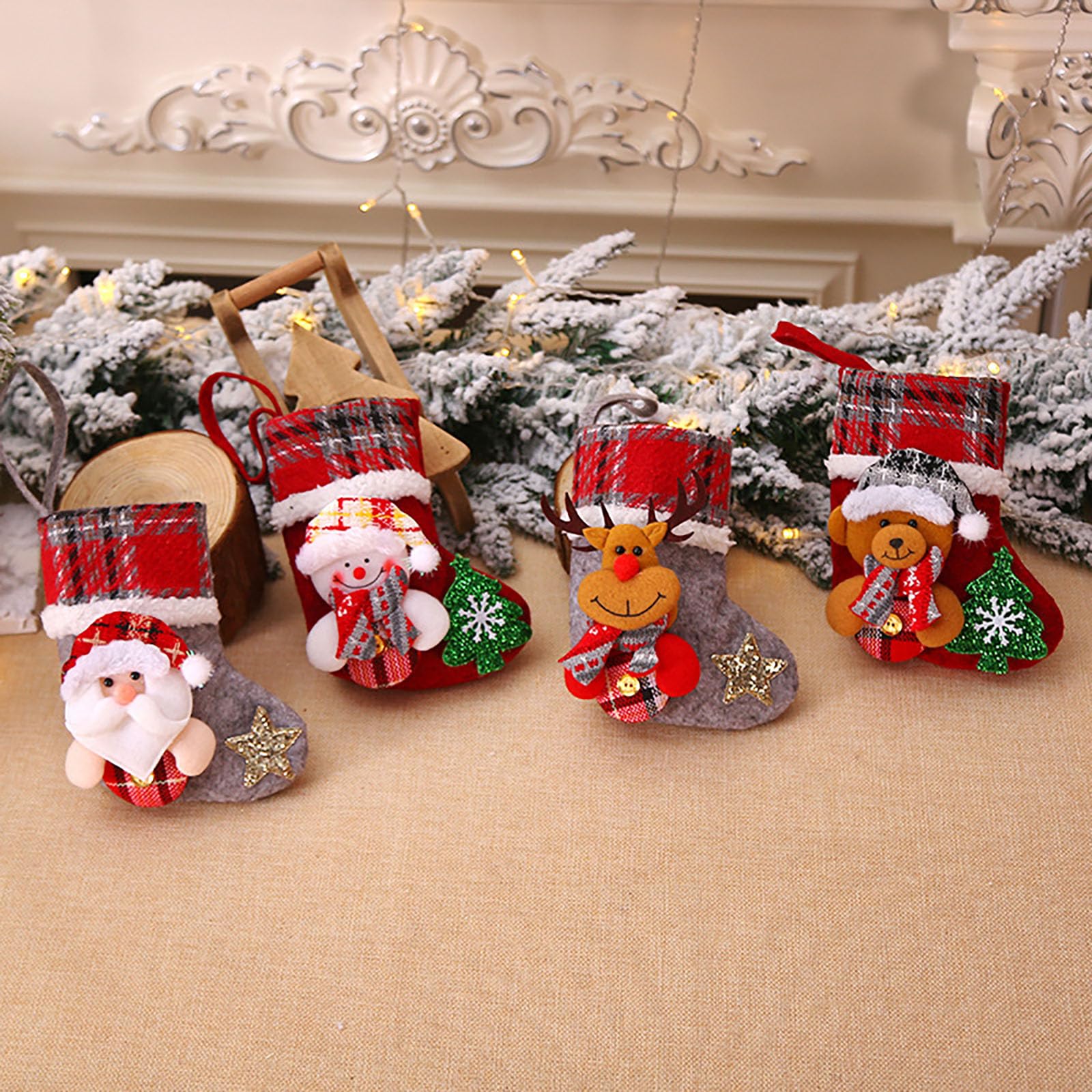 Calze di Natale, calzini per l'albero di Natale, calze di Natale personalizzate, calzini per decorazioni natalizie per la casa, calzini per caminetto | Leroy Merlin