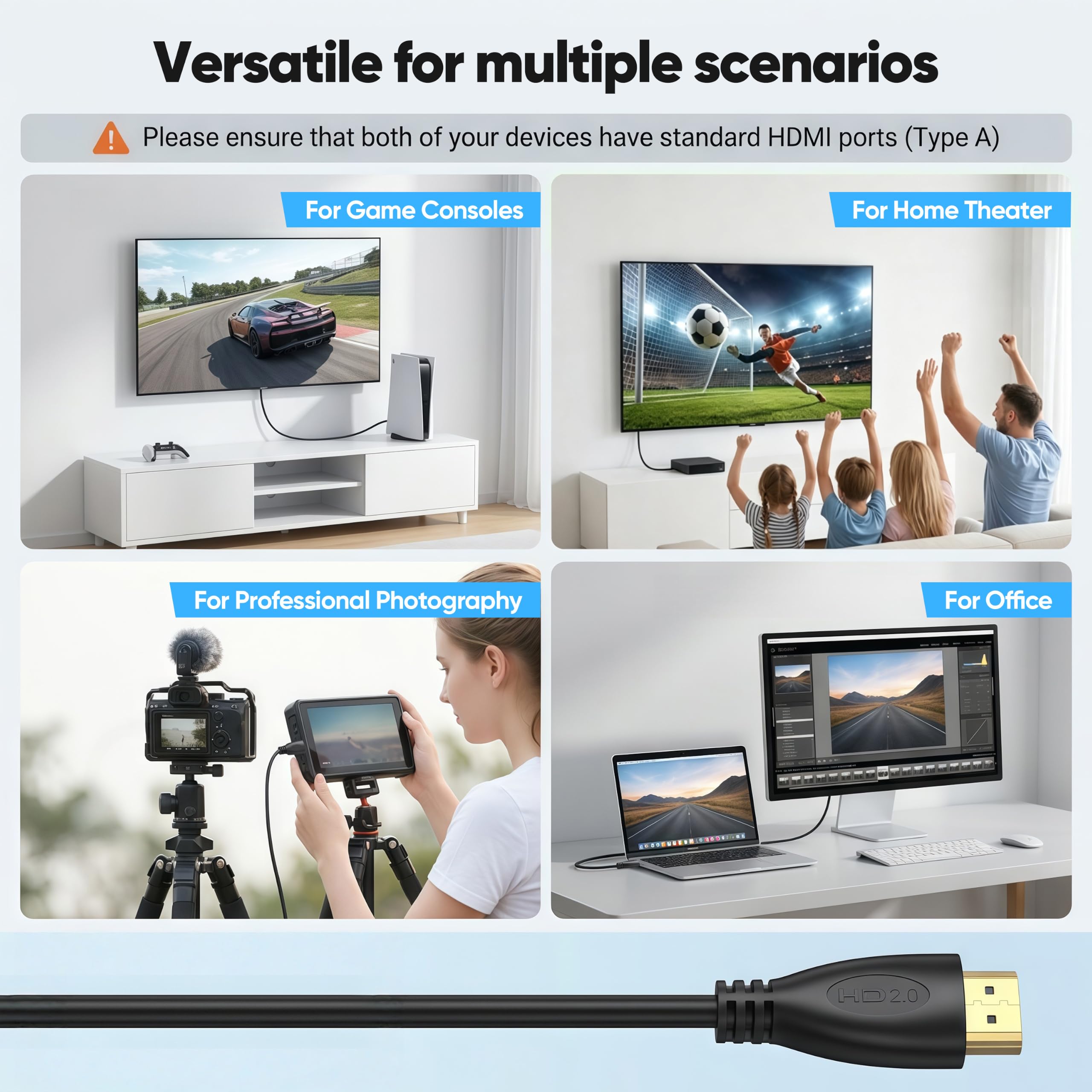Cable HDMI 4K de 6 pies/2 m, paquete de 10, cable HDMI 2.0 de 18 Gbps, cable de PVC flexible | Compatible con ARC y HDCP2.2 para barra de sonido, laptop, monitor, PS5, PS4, Xbox One, Fire TV, etc
