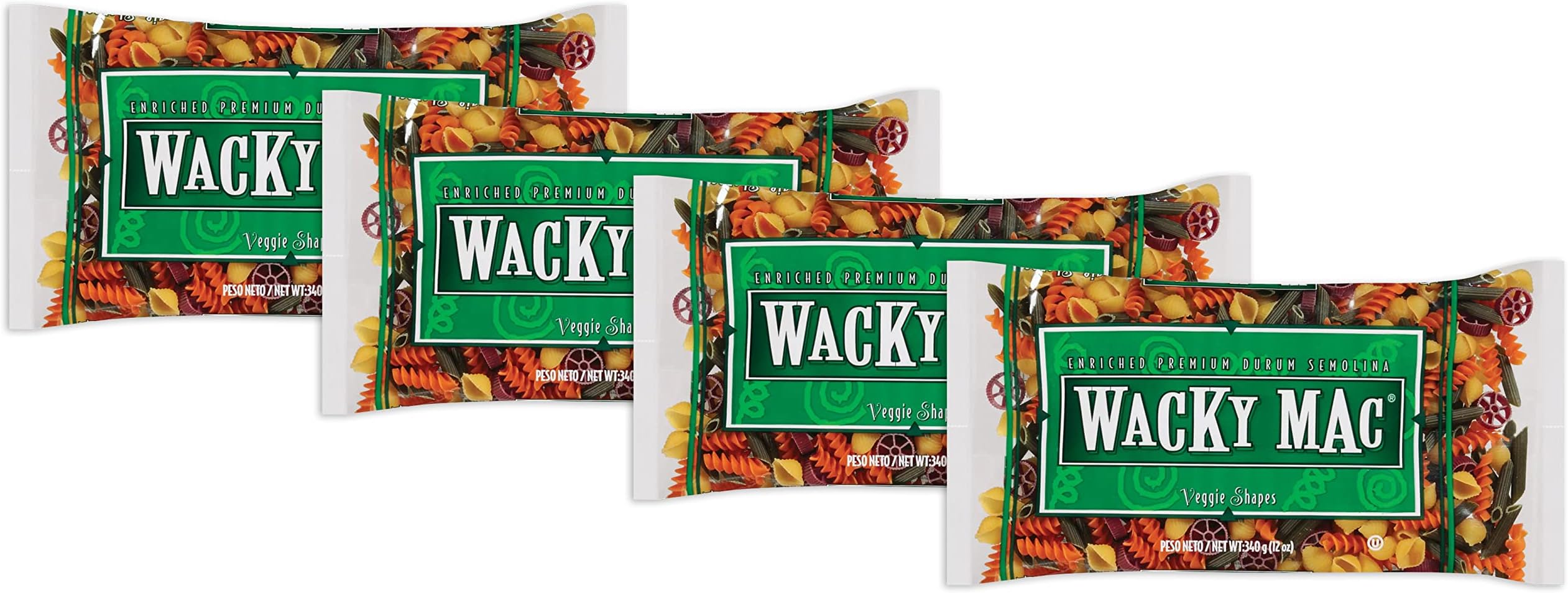 Wacky Mac, Veggie Shapes Pasta, 12oz Bag (Pack of 4)