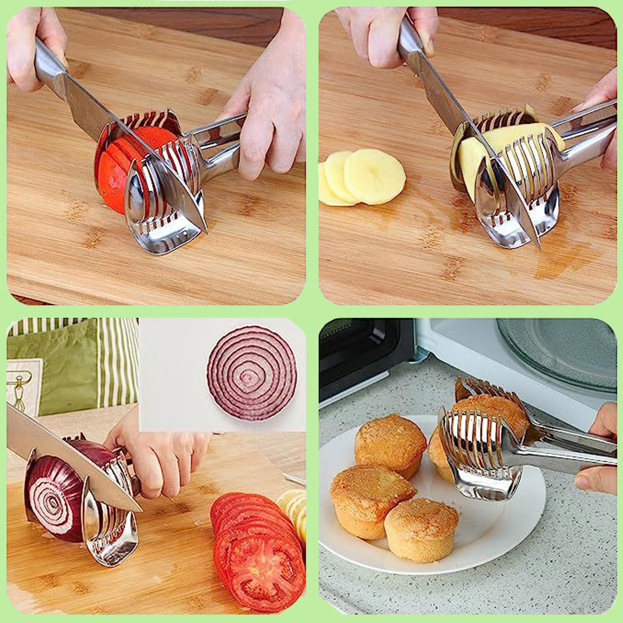 Multi-Functional Kitchen Tool Set - Onion Holder & Leaf Stripper For Slicing Veggies (3 Colors) - View #9