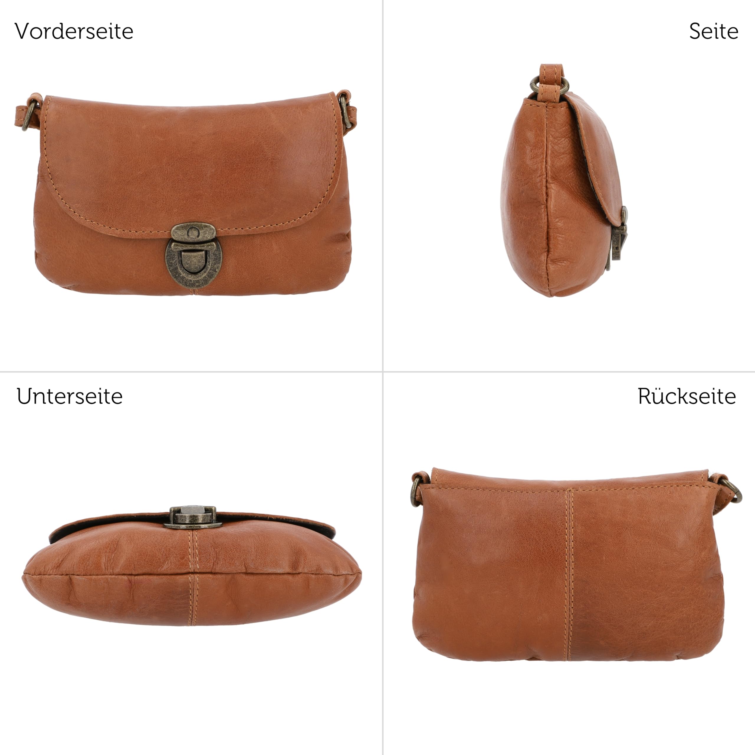 Gusti Umhängetasche Leder-Rona Handtasche Freizeittasche kleine Tasche Schultertasche Damen Ledertasche Vintage Leder