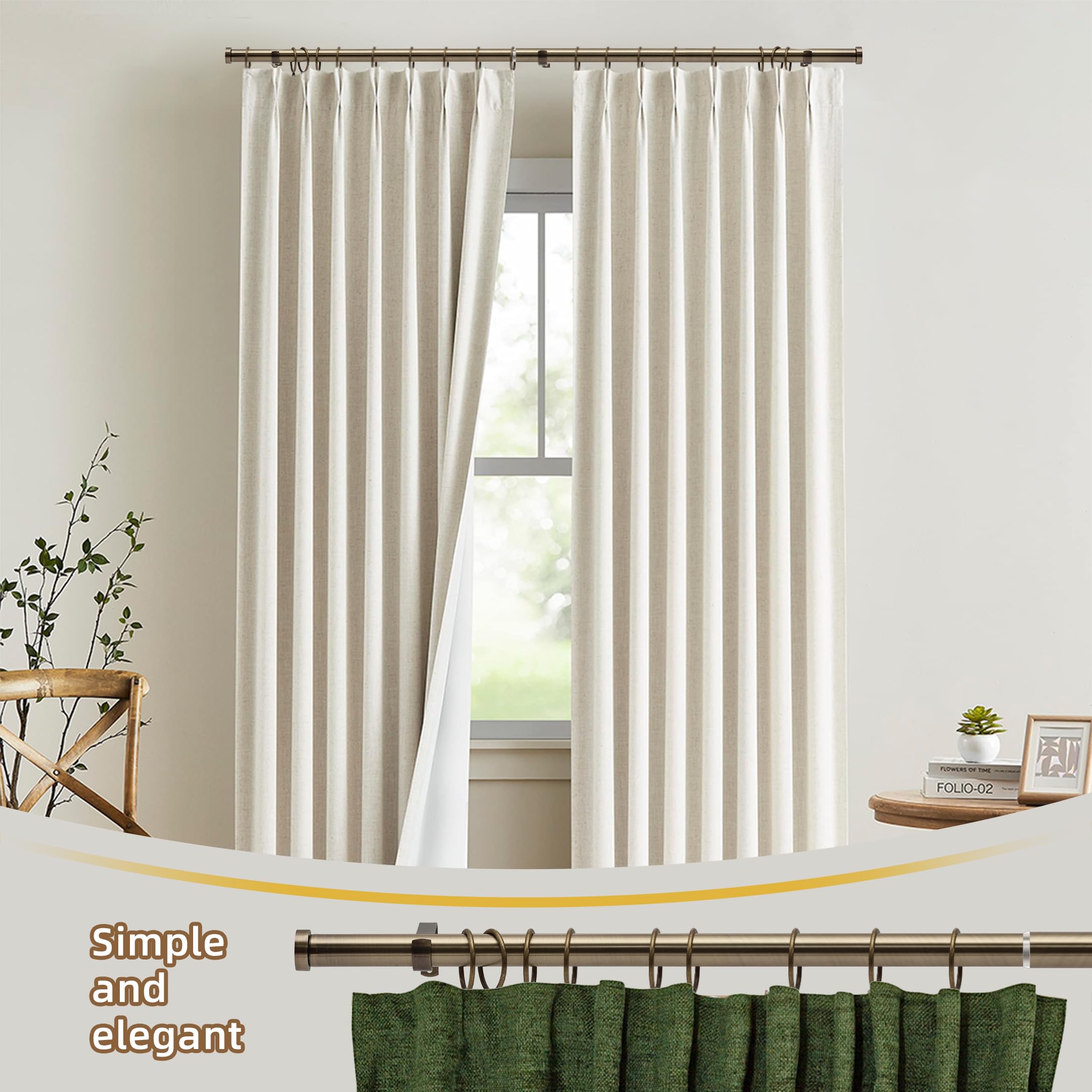 Bastone Per Tenda Estensibile Kippen 120-200 Cm - Ottone Antichizzato, Con Gancio E Supporti - Foto 12