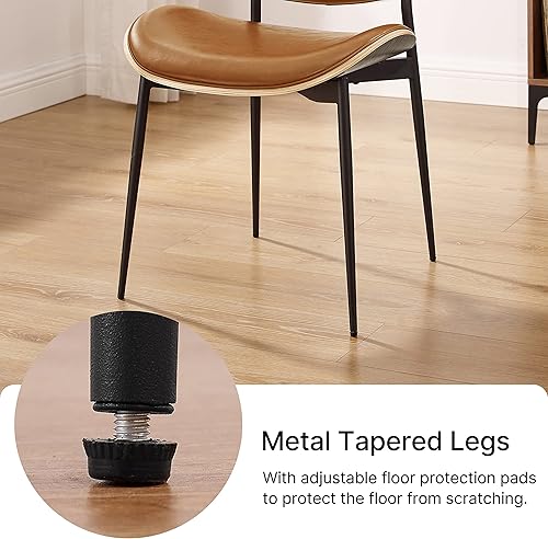 Miniatura 4 de Zouron Sillas de comedor con respaldo suave de espuma de roble, silla decorativa moderna de mediados de siglo con patas de acero negro, sillas de