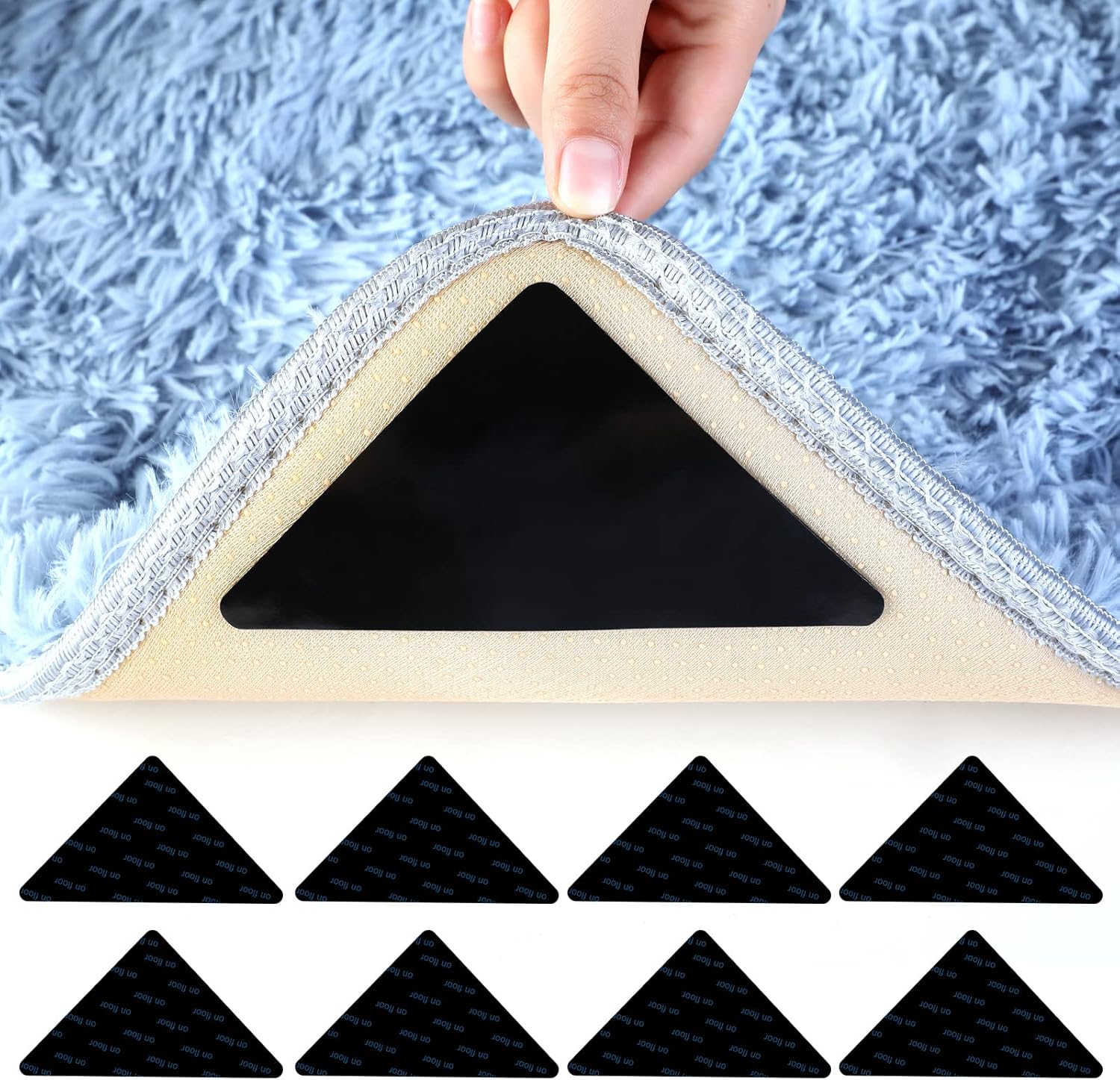 AiQInu 滑り止めシート ズレない 滑り止めマット 繰り返し使用できる 三角形 滑り止めテープ 水洗い可能 カーペット 滑り止め ソファーカバー、階段マット適用 8枚セット