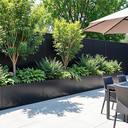 Miniatura 6 de KOL Maceta rectangular de acero galvanizado, (16 pulgadas de alto x 12 pulgadas de ancho x 36 pulgadas de largo) macetas grandes para plantas de