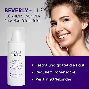 Beverly Hills Liquid Miracle Instant Facelift Serum Anti-Aging Augencreme gegen Augenringe & Falten Glättendes Skincare Serum mit Argireline Peptiden für Männer & Frauen 30ml