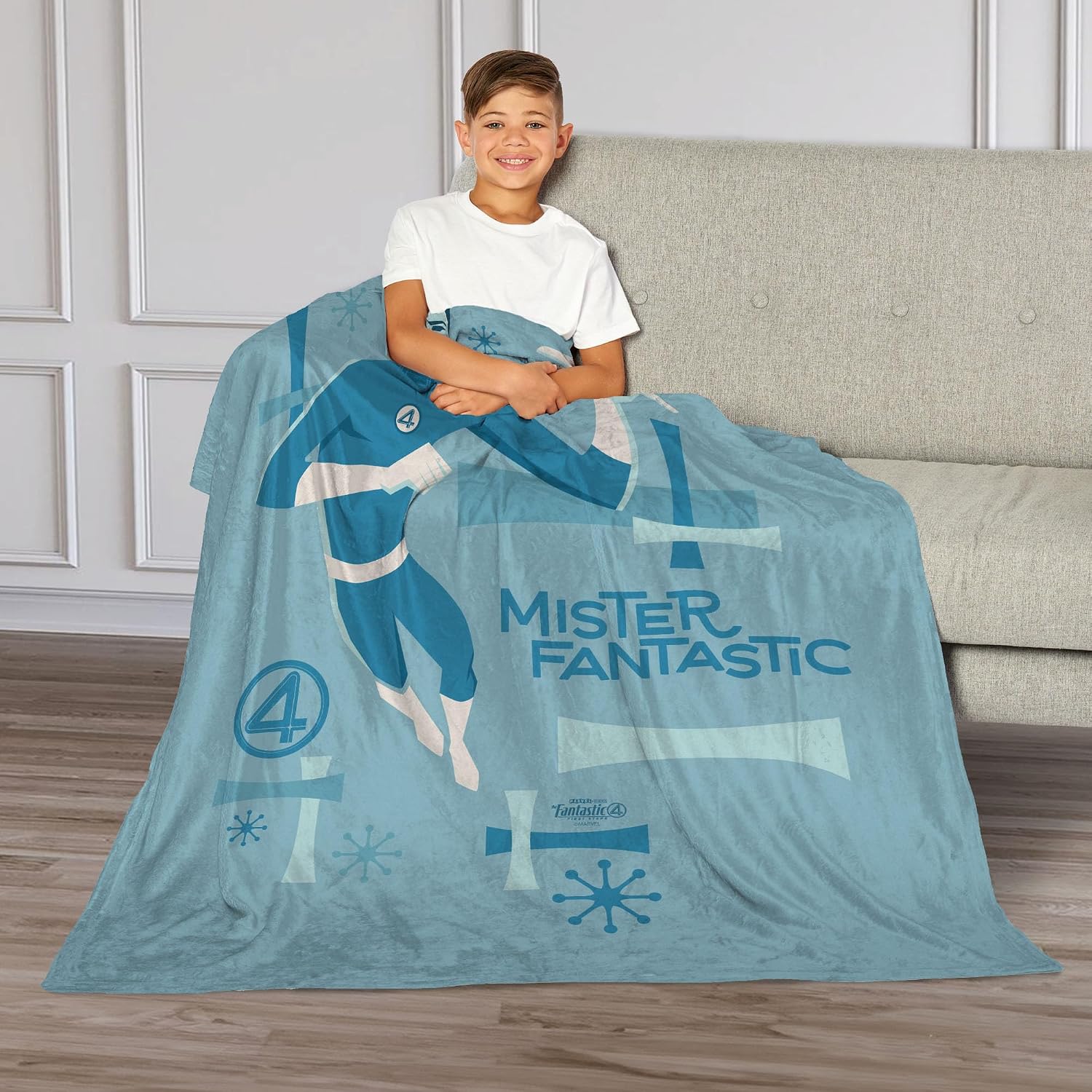 Marvel Fantastic Four First Steps Mister Fantastic Silk Touch Throw Blanket – Ultra-Soft Fleece, Official Superhero Bedding or Couch Throw, 40 x 50 inches