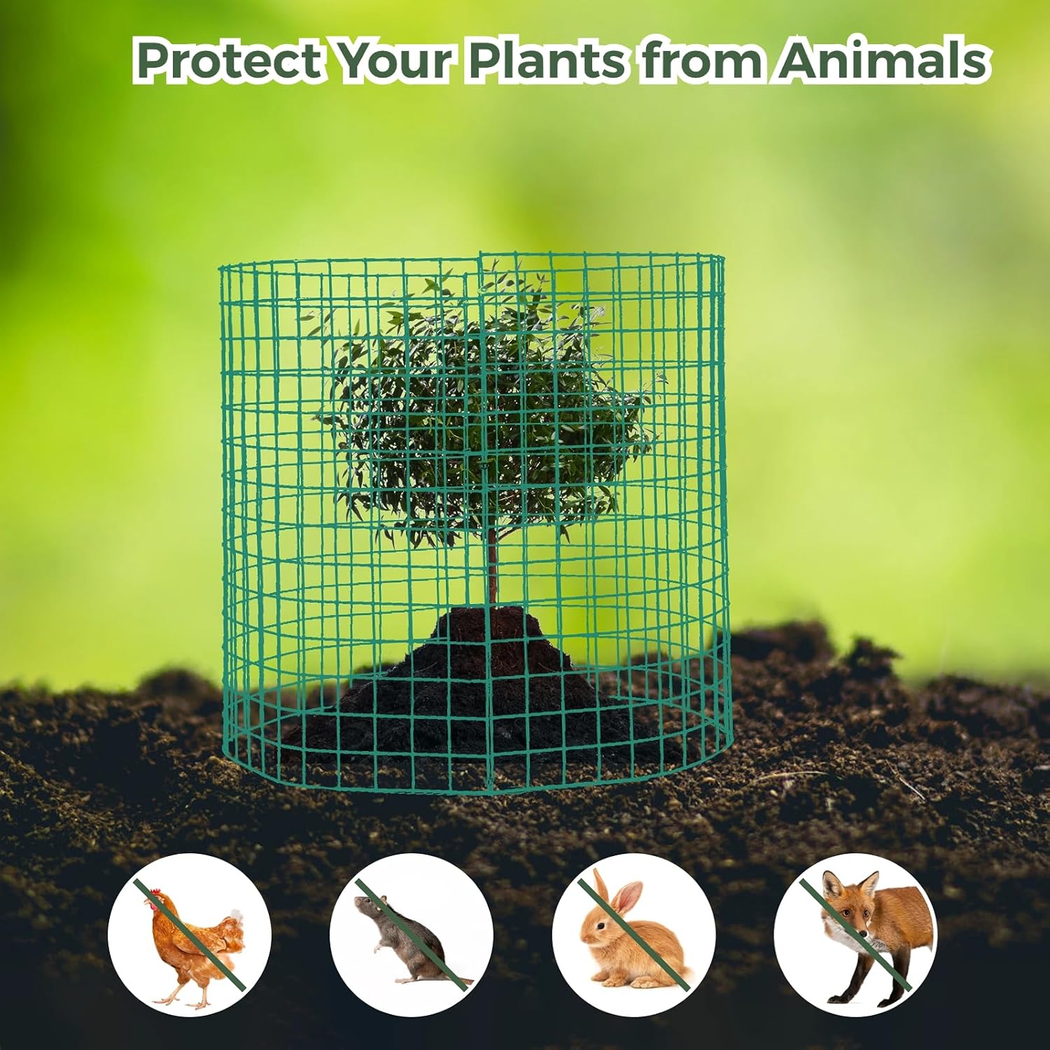 Lnrueg 12 Pack Wire Plant Protectors 14" Dia x 14" H from Animals, 24PCS Metal Mesh Plant Cases Protector 14x22 Inch to Keep Animals Out, Chicken Wire Cloche Garden Protection for Flowers Vegetables