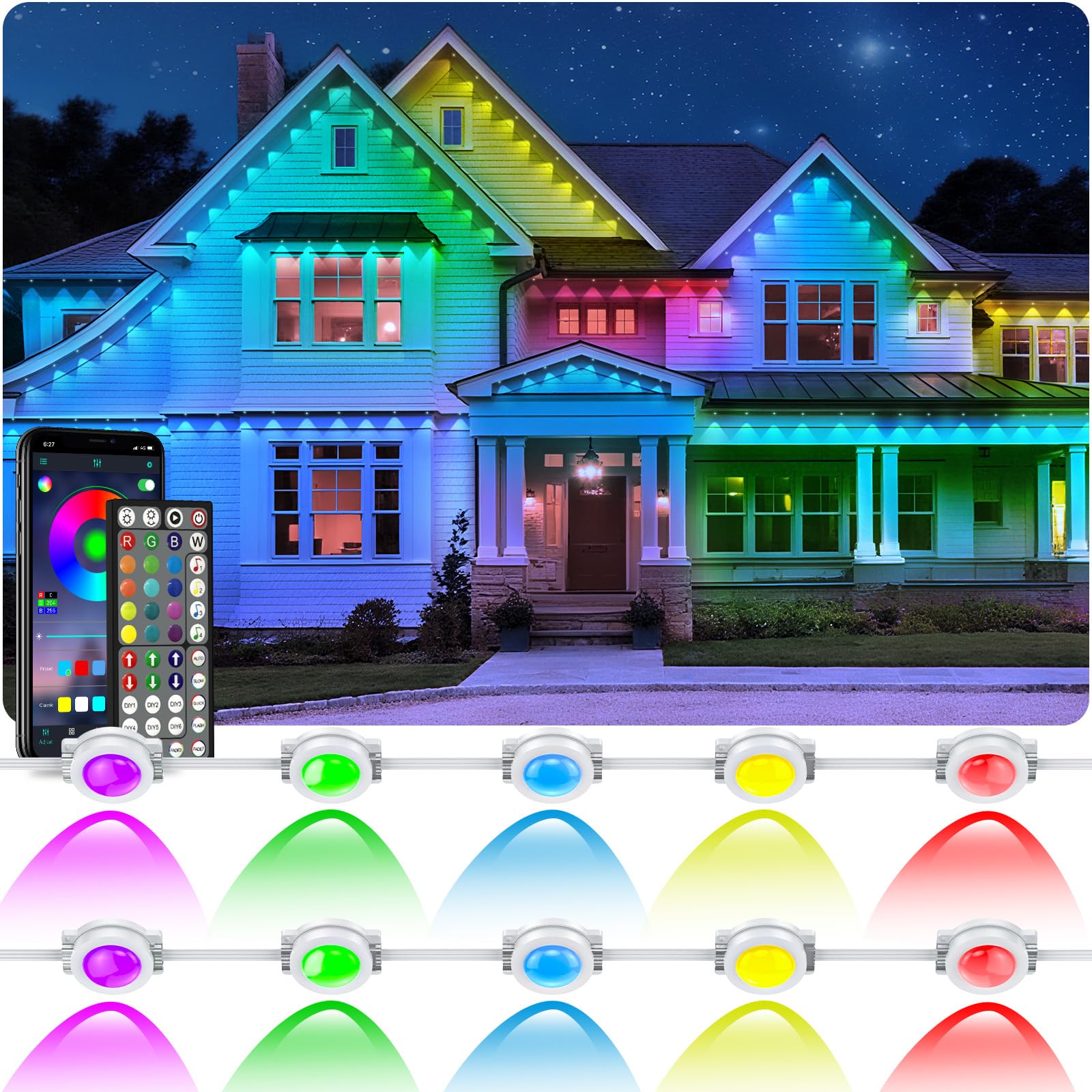 200Ft Neon Rope Lights,Flexible Led Rope Lights Control with App/Remote,Multiple Modes Music Sync Gaming RGB Led Neon Lights for Bedroom Outdoor (15M)