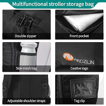 AKOZLIN Foldable Stroller Travel Bag Backpack 14.2x6x18.2 Compatible for Gb Pockit Air Plus Stroller Carry Bag[not for Gb all-city] (Bag Only)