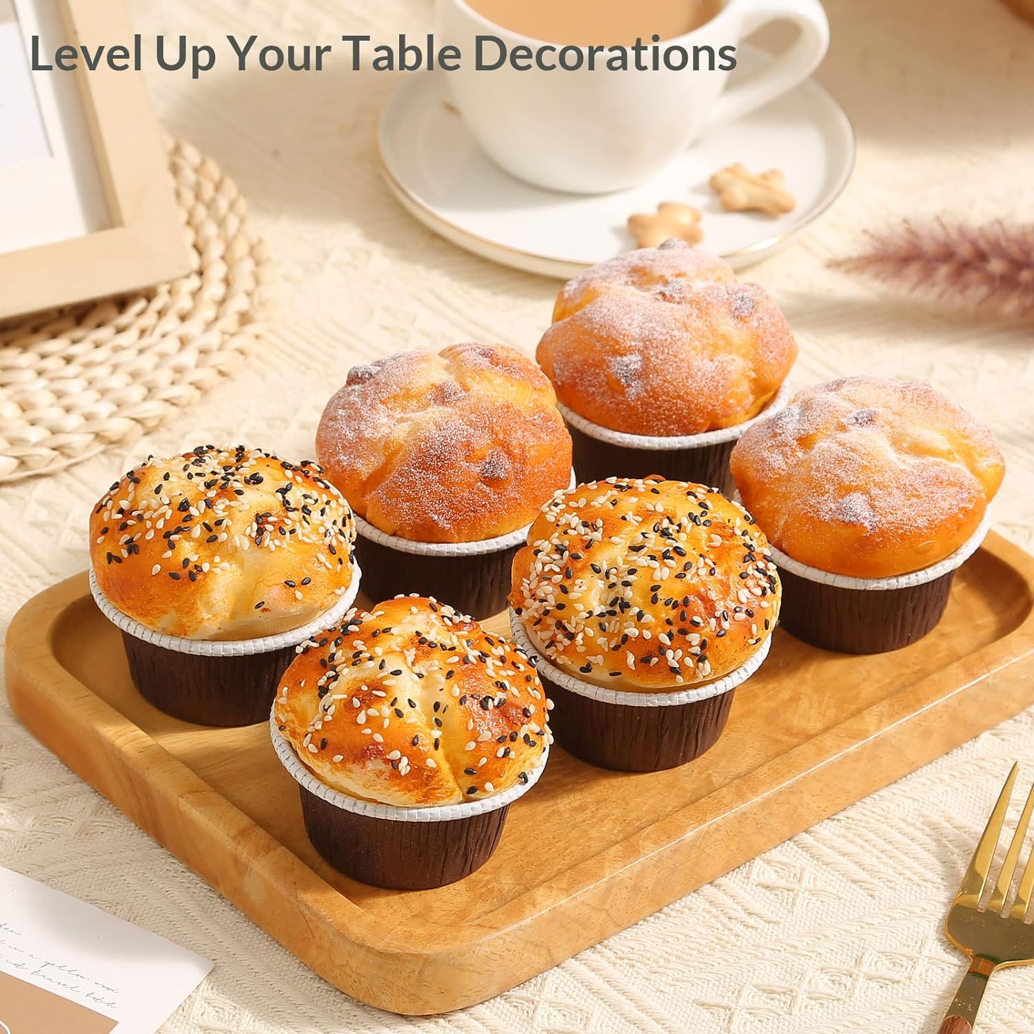 Fake Cupcakes, Artificial Cupcakes for Display, Realistic Fake Food, Artificial Cake Fake Desserts Pastries for Decoration, Decorative Faux Cakes Set C 6 Pack - Image 3