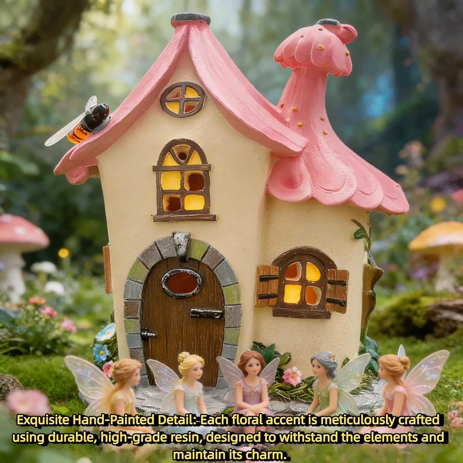 Fairy Garden Houses, Fairy Houses,Fairy Houses for Outside,Fairy Garden Houses Outdoor,Solar Fairy Garden,gnome House,Fairy Garden,Fairy Garden Accessories, for Women Gift/Teenage/Kids' Gift