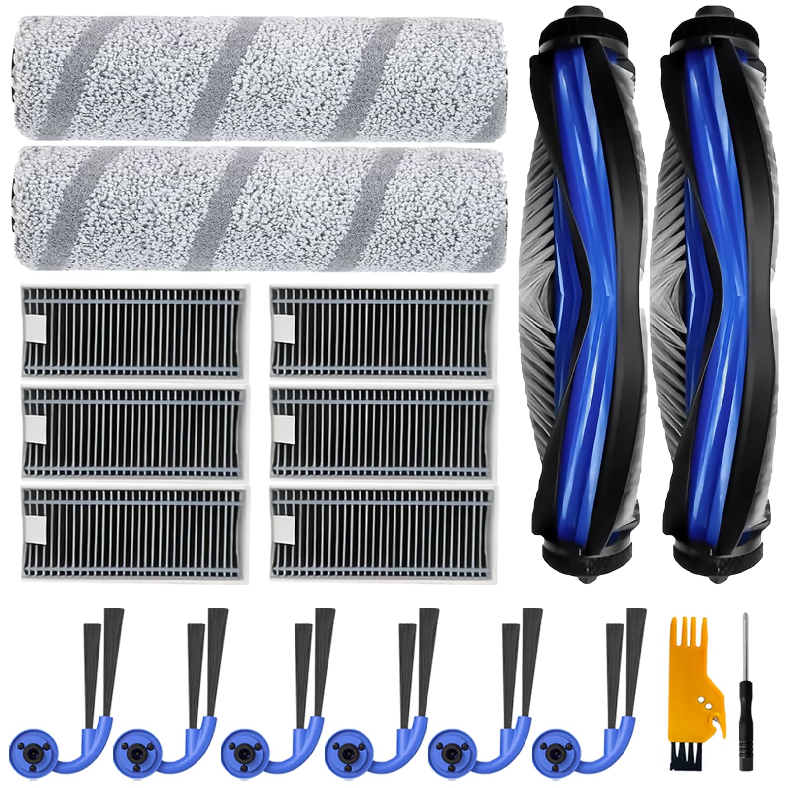 21 stuks accessoires voor Ecovacs Deebot X9 PRO Omni/X11 PRO Omni robotstofzuiger, reserveonderdelen met 1 hoofdborstel, 6 stofzakken, 2 dweilrollen, 4 filters, 6 zijborstels, 1 reinigingsborstel, 1