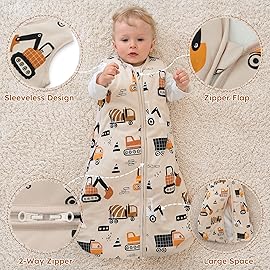 Yoofoss Baby Sleep Sack 0-6 Months, 1.5 Tog Baby Wearable Blanket with 2-Way Zipper, 100% Cotton Organic Fabric Winter Infant Sleeping Sack, Warm Soft Comfy