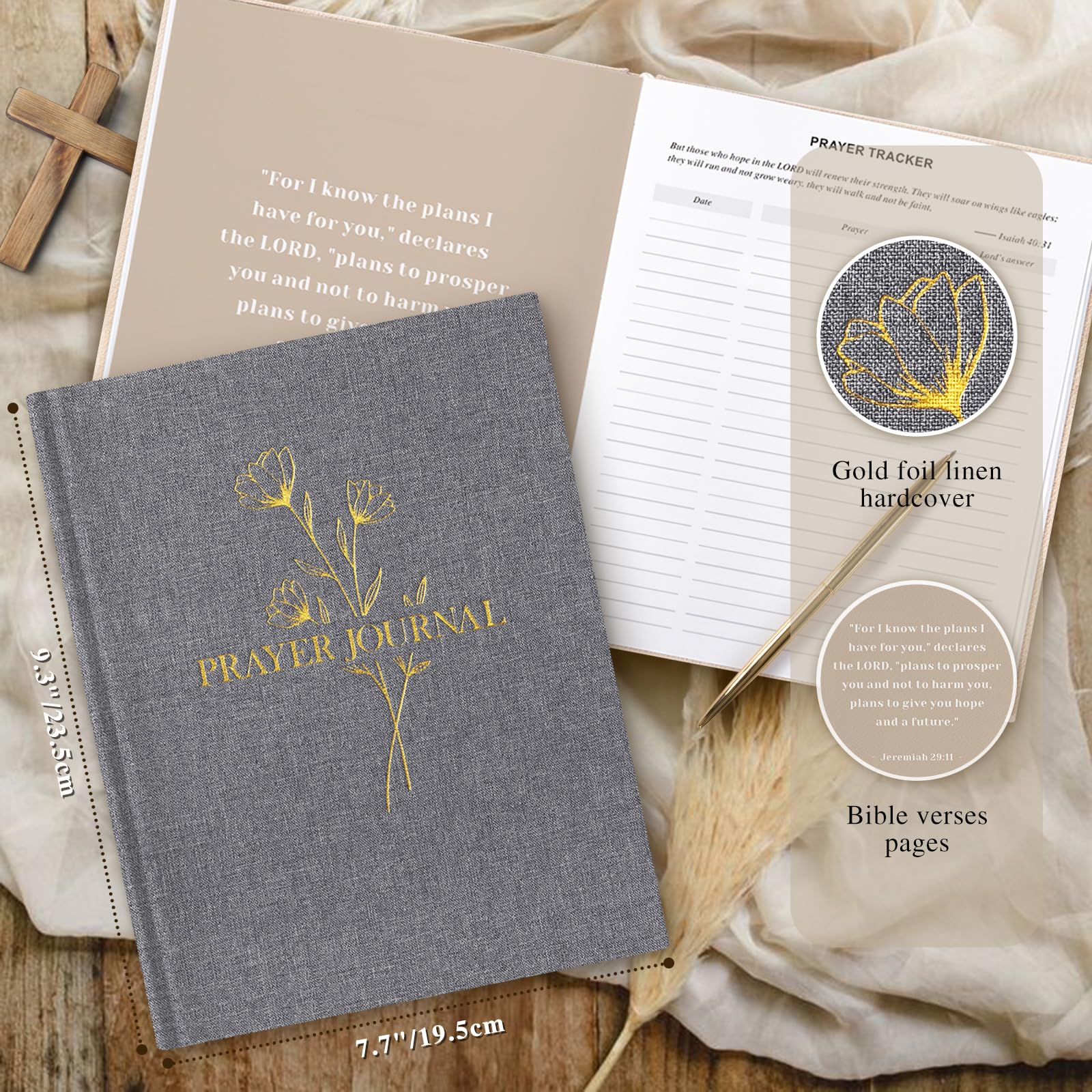 Lanpn Bible Prayer Journal for Women Men 68 Weeks Linen Bible Study Journal Christian Prayer Notebook Planner with Scripture Verse - Image 2