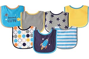 Luvable Friends Unisex Baby Cotton Terry Drooler Bibs with PEVA Back for...