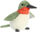 Aurora® Adorable Mini Flopsie™ Ruby-Throated Hummingbird Stuffed Animal - Playful Ease - Timeless Companions - Green 8 Inches