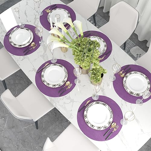 Miniatura 56 de Juego de 4 manteles individuales de lino suave hechos a mano resistentes al calor, manteles individuales para mesa de comedor, manteles individuales