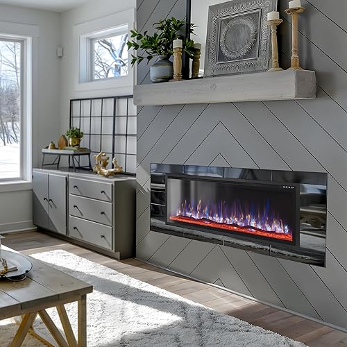 Miniatura 9 de MAISON ARTS Chimenea eléctrica de 30 pulgadas para interiores montado en la pared y empotrado con control remoto y pantalla táctil temporizador de 8