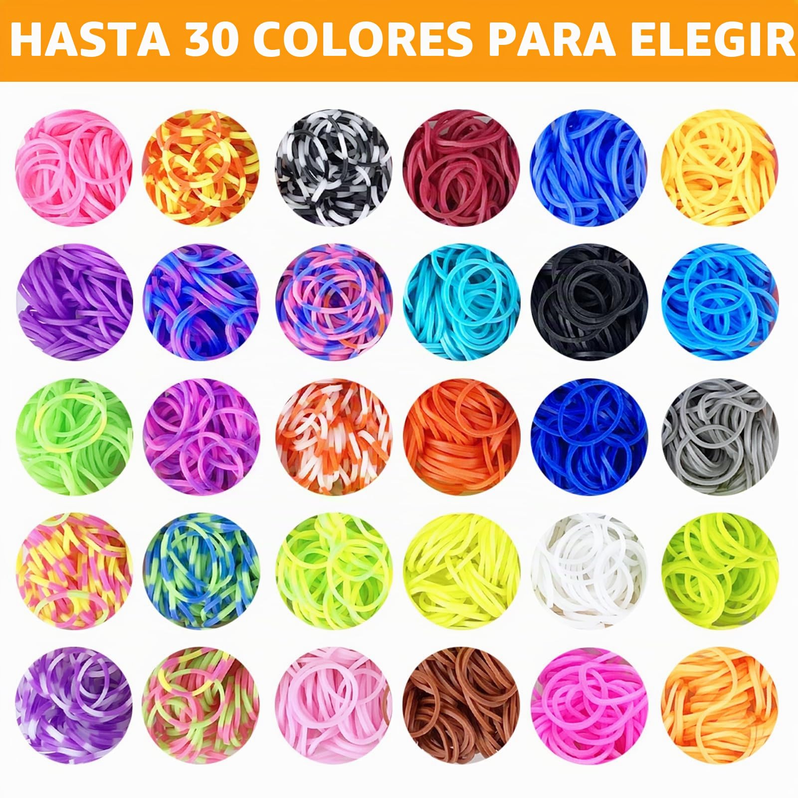 Gomas Para Hacer Pulseras Jsdoin 2700+ 40 Rejilla Gomas Elásticas Plásticas kit 30 Colores para Niños de Anillos y Collares de Bricolaje goma de telar con clips, cuentas y otros accesorios