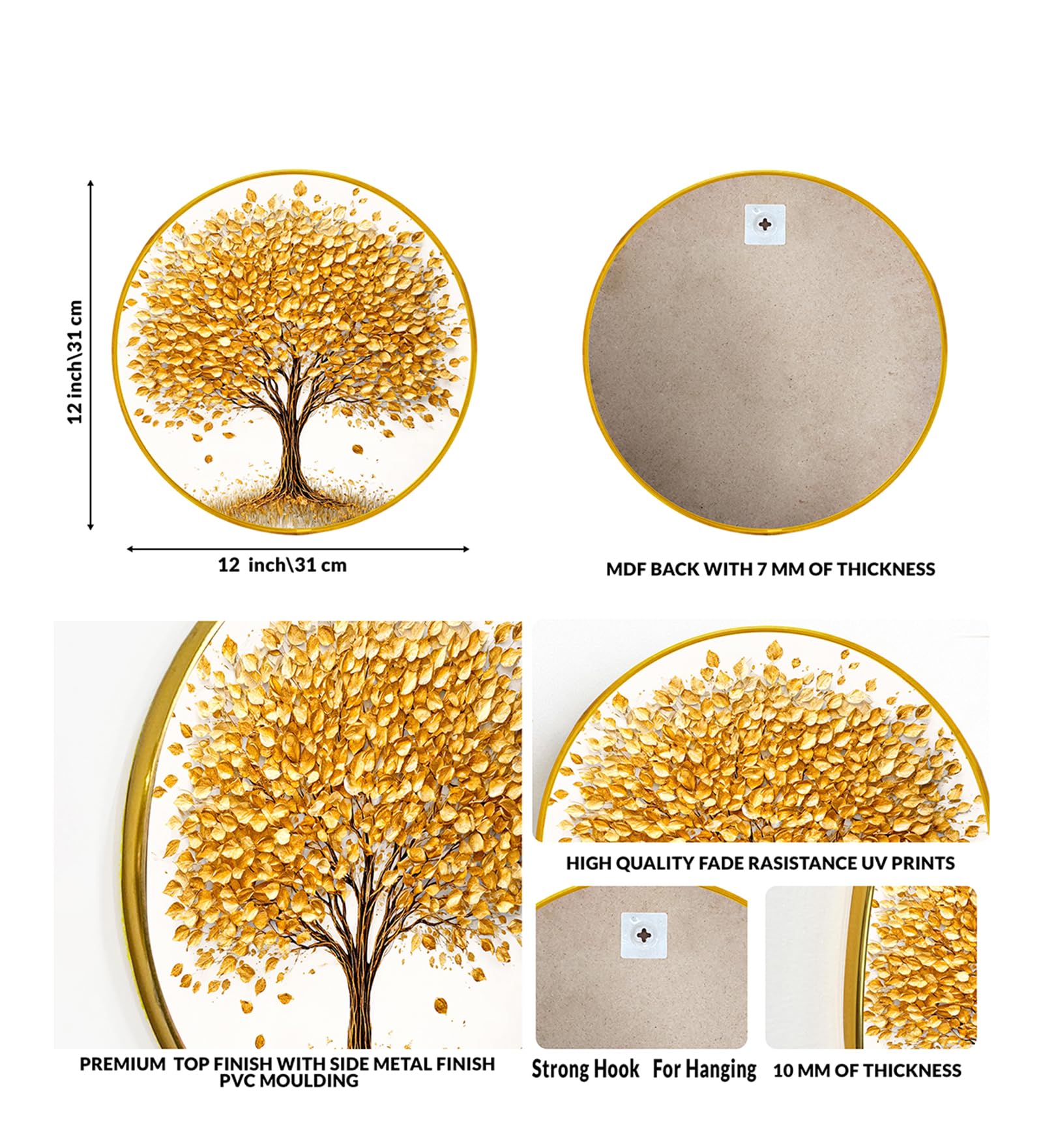 Golden Tree of Life Wall Art - Vastu Prosperity Decor -6