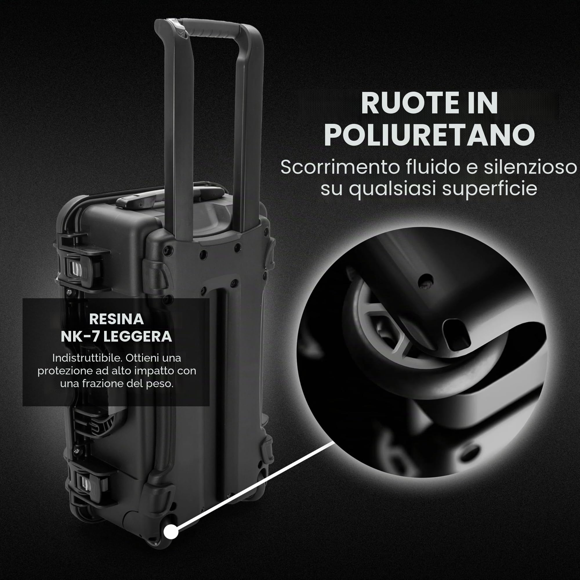 NANUK 935 - Valigia rigida impermeabile per fotocamera (vuota), 56 x 36 x 23 cm - Antipolvere e resistente agli urti, bagaglio a mano - Nero